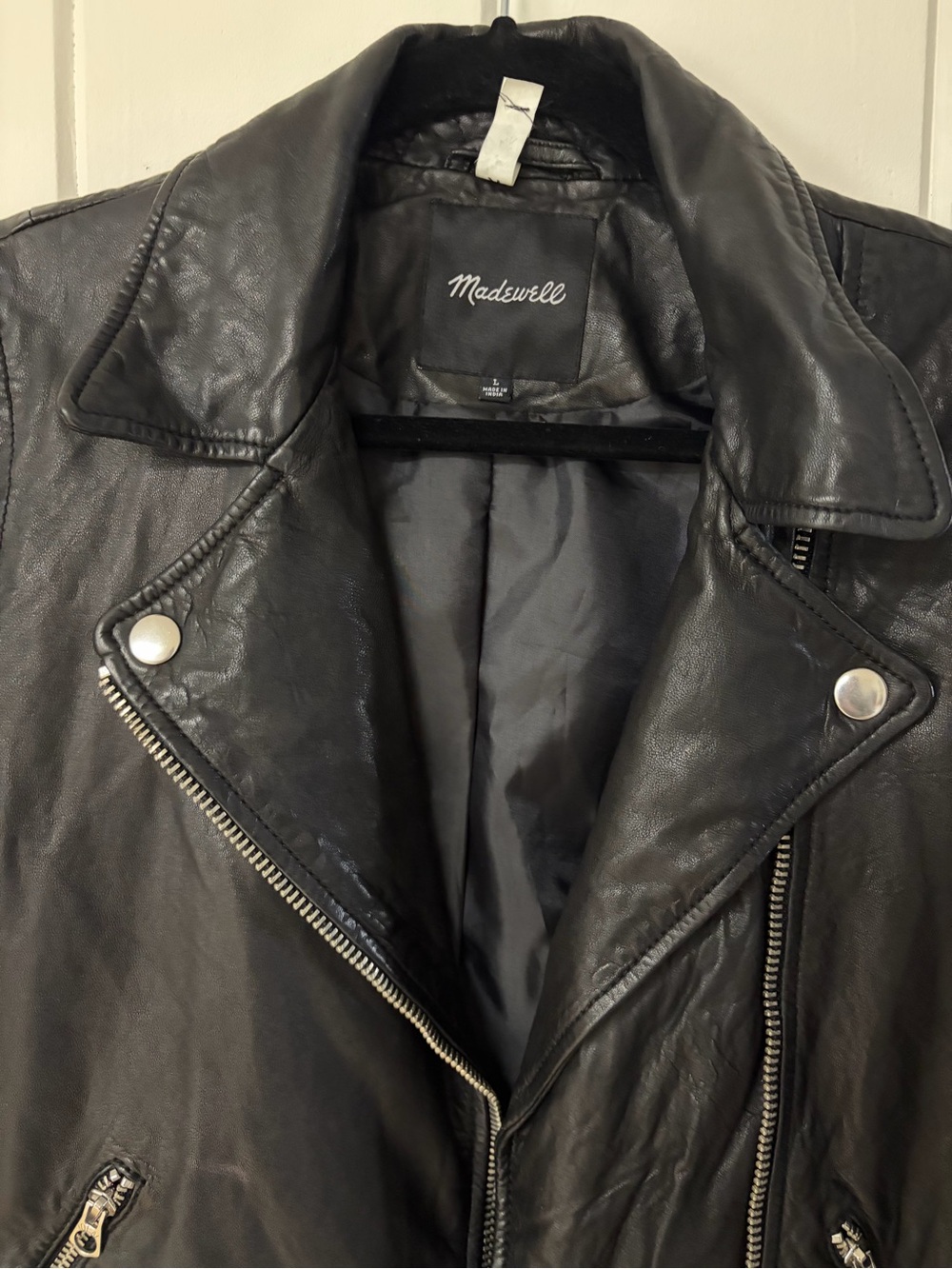 Madewell Black Leather Moto Jacket with Silver Hardware - Picture 9 of 9